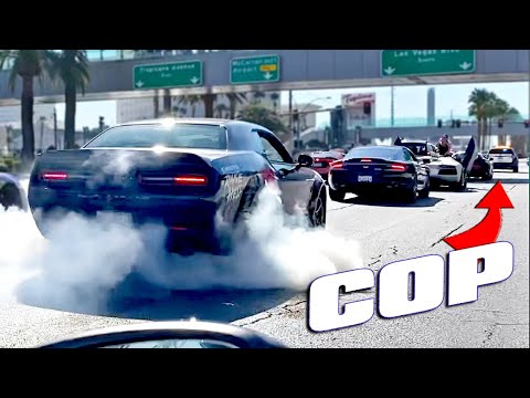 Burnouts in front of POLICE on Las Vegas Strip!!