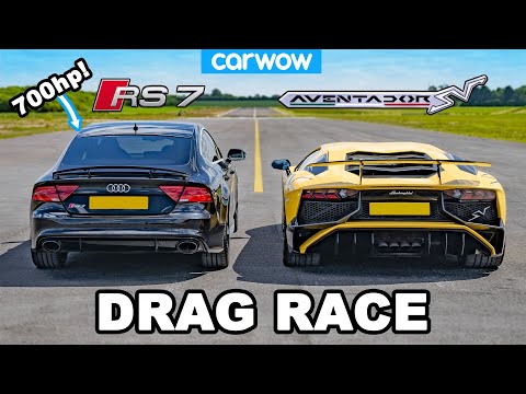 Lamborghini Aventador vs 700hp Audi RS7 – DRAG RACE