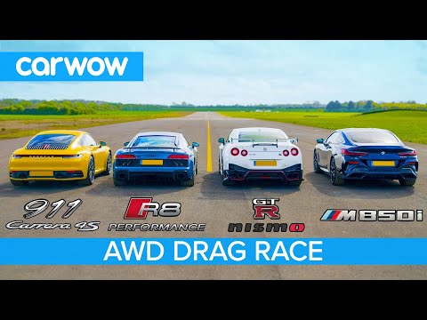 New 911 vs GT-R NISMO vs Audi R8 vs BMW M850i – DRAG RACE, ROLLING RACE & BRAKE TEST